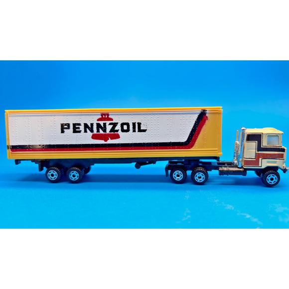 Vintage PENNZOIL MACk Semi-Truck Tractor & Trailer HO Scale Cabover yellow - Picture 13 of 16